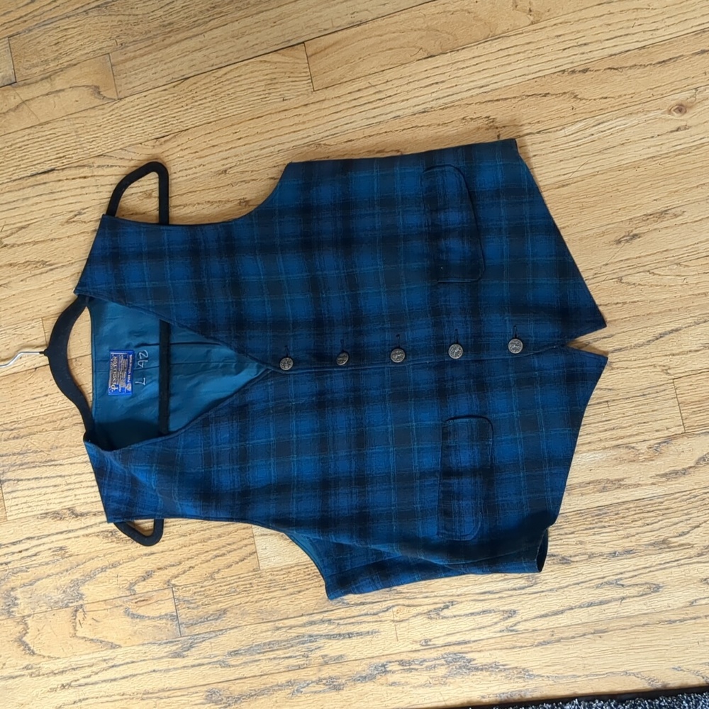 Vintage Pendleton Blue and Black Checkered Vest